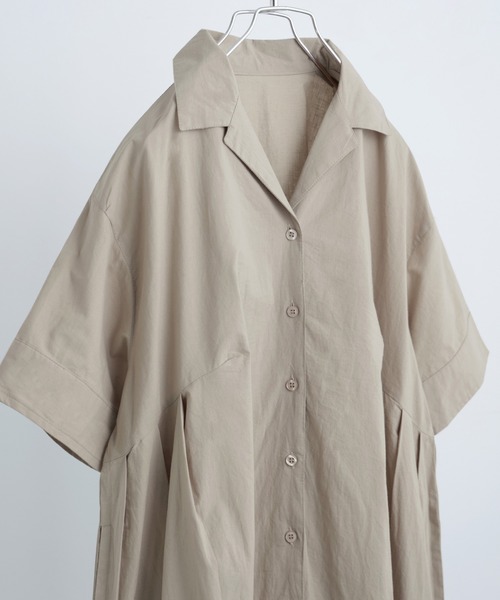 Fashion Letter(ファッションレター)の「オープンカラー シャツワンピース(シャツワンピース・レディース・ベージュ/チャコール/カーキ・M)」の18枚目の写真