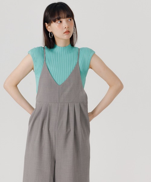 coca(coca)(コカ)の「麻調合繊キャミサロペット(サロペット/オーバーオール・レディース・ブラック/グレー・L/M)」の11枚目の写真