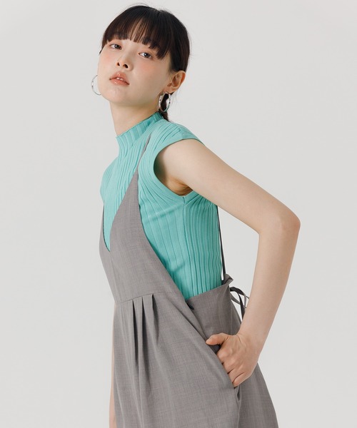 coca(coca)(コカ)の「麻調合繊キャミサロペット(サロペット/オーバーオール・レディース・ブラック/グレー・L/M)」の8枚目の写真