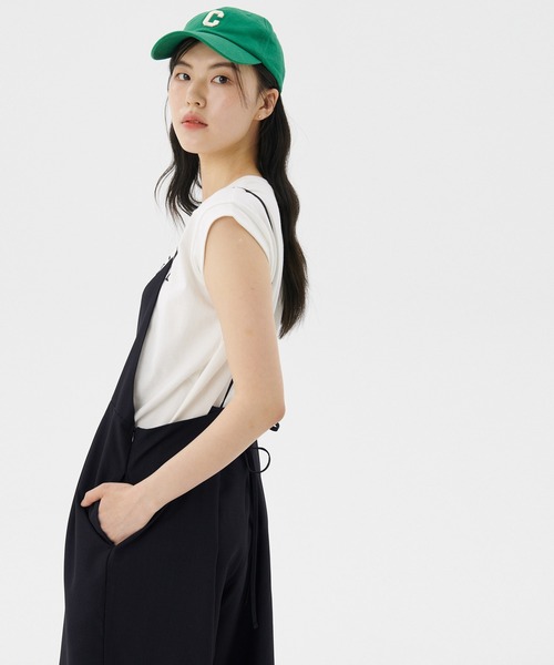 coca(coca)(コカ)の「麻調合繊キャミサロペット(サロペット/オーバーオール・レディース・ブラック/グレー・L/M)」の6枚目の写真