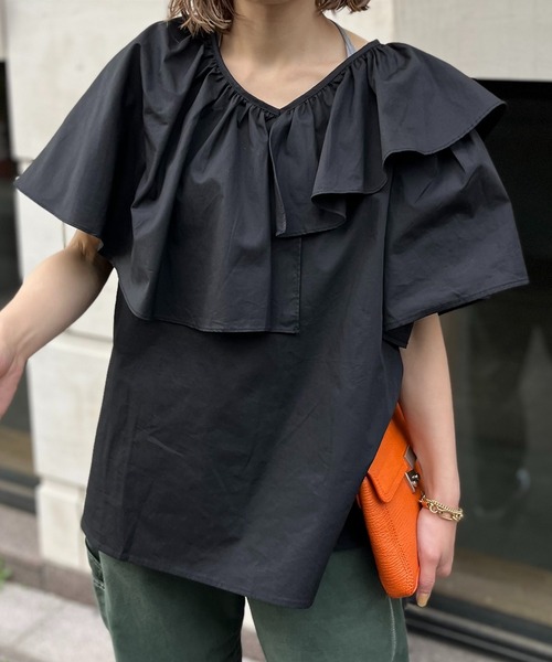 mi via loca(ミヴィアロカ)の「アシメ フリルカラーブラウス(シャツ/ブラウス・レディース・ライトグリーン/ホワイト/ブラック・FREE)」の17枚目の写真