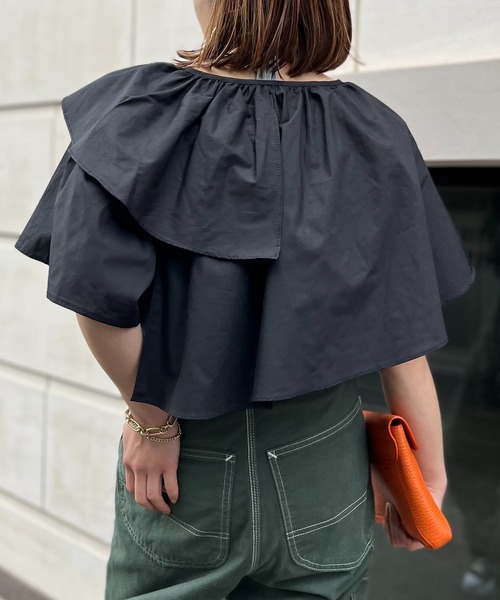 mi via loca(ミヴィアロカ)の「アシメ フリルカラーブラウス(シャツ/ブラウス・レディース・ライトグリーン/ホワイト/ブラック・FREE)」の10枚目の写真