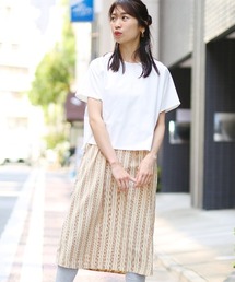 ストライプドッキングシャツワンピース