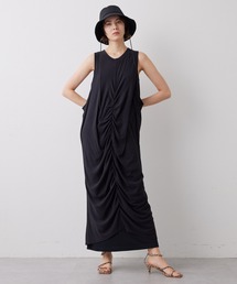 【THE PAUSE】レイヤードシャーリングワンピース