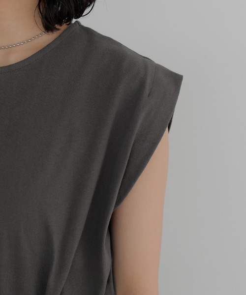 hellam（へラム）の「ショルダータックTシャツ（Tシャツ/カットソー・レディース・ブラック/杢グレー/オフホワイト/チャコール・FREE）」の21枚目の写真