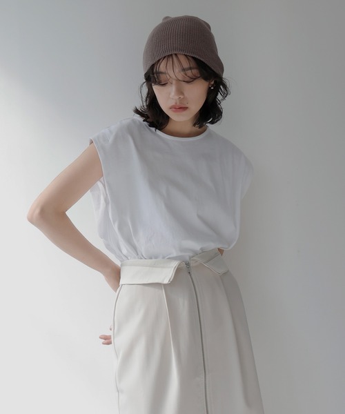 hellam（へラム）の「ショルダータックTシャツ（Tシャツ/カットソー・レディース・ブラック/杢グレー/オフホワイト/チャコール・FREE）」の22枚目の写真