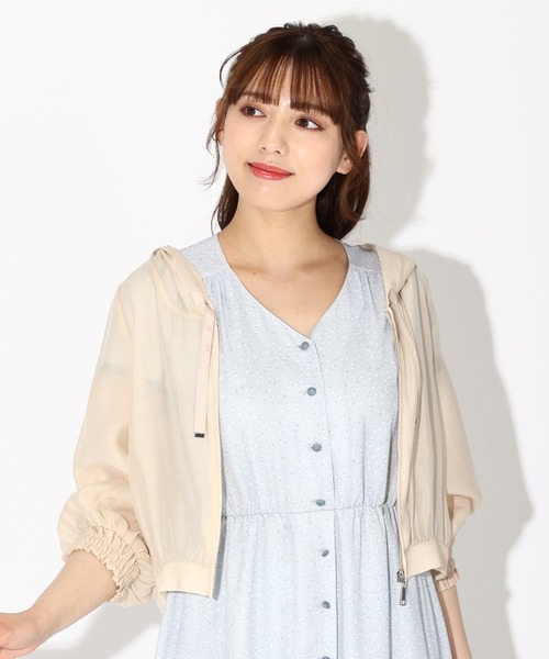 MISCH MASCH（ミッシュマッシュ）の「■2023春夏新作■シアージップパーカー/MM318124（その他アウター・レディース・ダークブラウン/ベージュ/キナリ/グリーン/ピンク系・M）」の4枚目の写真