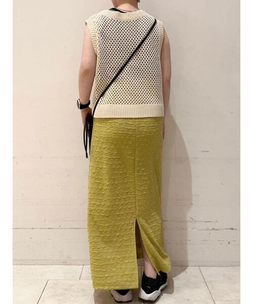 Te chichi TERRASSE（テチチテラス）の「メッシュVネックベスト（ニット/セーター・レディース・ブラック/オフホワイト/グリーン・F）」の12枚目の写真