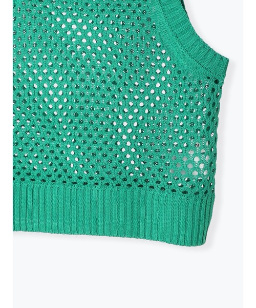 Te chichi TERRASSE（テチチテラス）の「メッシュVネックベスト（ニット/セーター・レディース・ブラック/オフホワイト/グリーン・F）」の8枚目の写真