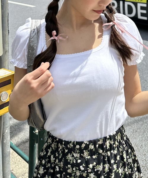 Silly(シリー)の「【カラバリ豊富で着回し力も抜群!】シンプルスクエアネックカットソー(Tシャツ/カットソー・レディース・ライトブルー/ブラック/ホワイト/ピンク/ライトグリーン/ホワイト系その他/ピンク系その他・FREE)」の18枚目の写真
