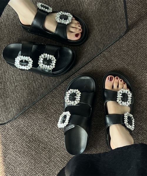 ANOTHER S（アナザーエス）の「ビジュー付きダブルベルトサンダル