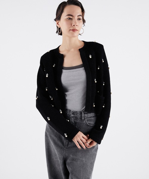 Whim Gazette ブラック ノーカラージャケット ウィムガゼットWhim Gazette ノーカラージャケット ノーカラー