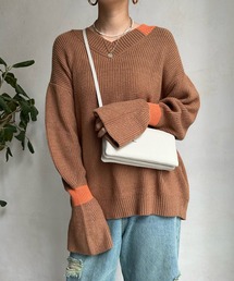 【WEB限定】 バイカラーニットトップス