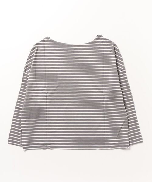 NANO universe(ナノユニバース)の「WEB限定 ボーダーワイドドロップトップス(Tシャツ/カットソー・レディース・ベージュ/ブラック/オフホワイト/ベージュ系その他/グレー系その他4・FREE)」の6枚目の写真