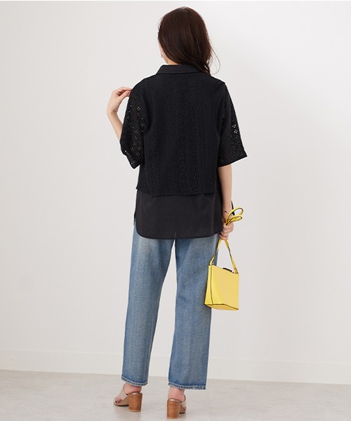 BELLUNA(ベルーナ)の「レース切替デザインシャツジャケット(スーツジャケット・レディース・アイボリー/ブルー/ブラック・X-LARGE/LARGE/MEDIUM)」の19枚目の写真