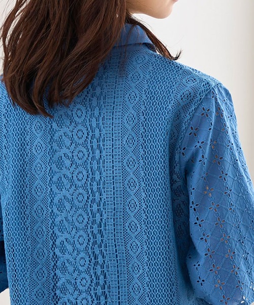 BELLUNA(ベルーナ)の「レース切替デザインシャツジャケット(スーツジャケット・レディース・アイボリー/ブルー/ブラック・X-LARGE/LARGE/MEDIUM)」の9枚目の写真