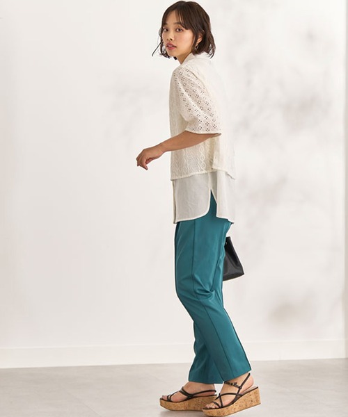 BELLUNA(ベルーナ)の「レース切替デザインシャツジャケット(スーツジャケット・レディース・アイボリー/ブルー/ブラック・X-LARGE/LARGE/MEDIUM)」の13枚目の写真