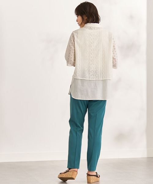 BELLUNA(ベルーナ)の「レース切替デザインシャツジャケット(スーツジャケット・レディース・アイボリー/ブルー/ブラック・X-LARGE/LARGE/MEDIUM)」の15枚目の写真