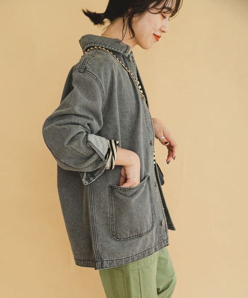 ITEMS URBANRESEARCH（アイテムズ アーバンリサーチ）の「デニムオーバージャケット（デニムジャケット・レディース・ブラック/ブルー・FREE）」の4枚目の写真