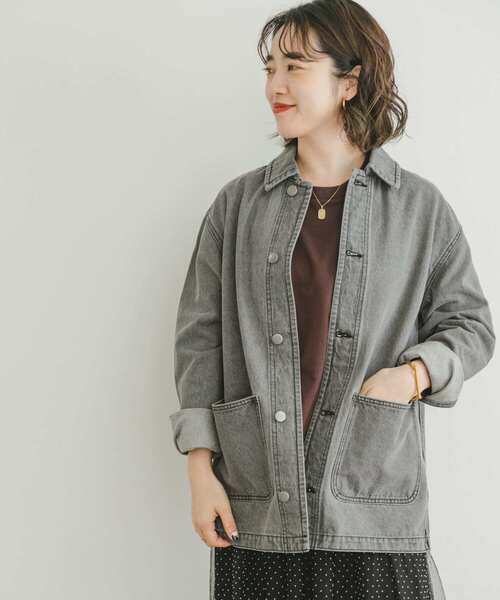 ITEMS URBANRESEARCH（アイテムズ アーバンリサーチ）の「デニムオーバージャケット（デニムジャケット・レディース・ブラック/ブルー・FREE）」の7枚目の写真