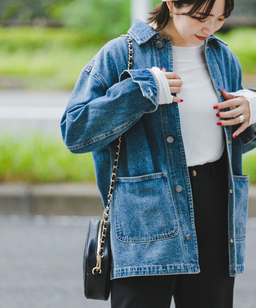 ITEMS URBANRESEARCH（アイテムズ アーバンリサーチ）の「デニムオーバージャケット（デニムジャケット・レディース・ブラック/ブルー・FREE）」の11枚目の写真
