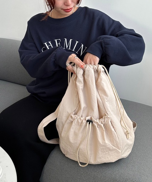 DISCOAT（ディスコート）の「【軽量・大容量/WEB限定】ワッシャードロストバックパック（バックパック/リュック・レディース・ブラック/カーキ/ベージュ・FREE）」の6枚目の写真