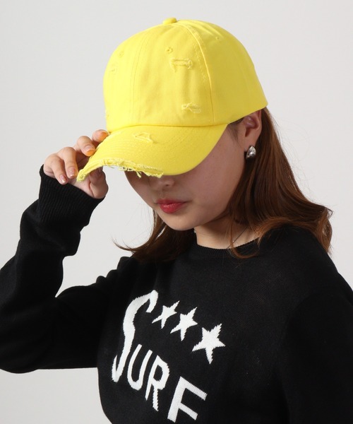 FUNALIVE(ファンアライブ)の「JON ダメージCAP カラーバリエーション 韓国ファッション(キャップ・レディース・ブラウン/ベージュ/グリーン/イエロー/ブラック/パープル/ホワイト/オレンジ/ピンク・FREE)」の7枚目の写真