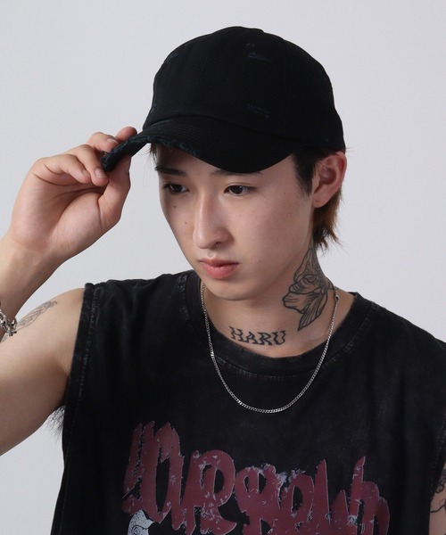 FUNALIVE(ファンアライブ)の「JON ダメージCAP カラーバリエーション 韓国ファッション(キャップ・レディース・ブラウン/ベージュ/グリーン/イエロー/ブラック/パープル/ホワイト/オレンジ/ピンク・FREE)」の4枚目の写真