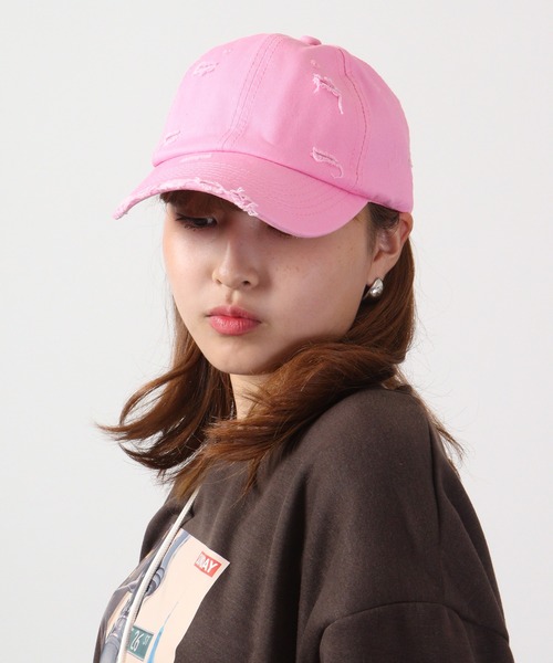 FUNALIVE(ファンアライブ)の「JON ダメージCAP カラーバリエーション 韓国ファッション(キャップ・レディース・ブラウン/ベージュ/グリーン/イエロー/ブラック/パープル/ホワイト/オレンジ/ピンク・FREE)」の15枚目の写真
