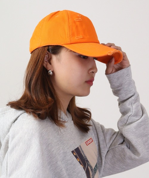 FUNALIVE(ファンアライブ)の「JON ダメージCAP カラーバリエーション 韓国ファッション(キャップ・レディース・ブラウン/ベージュ/グリーン/イエロー/ブラック/パープル/ホワイト/オレンジ/ピンク・FREE)」の20枚目の写真