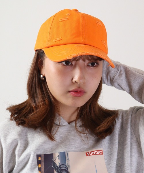 FUNALIVE(ファンアライブ)の「JON ダメージCAP カラーバリエーション 韓国ファッション(キャップ・レディース・ブラウン/ベージュ/グリーン/イエロー/ブラック/パープル/ホワイト/オレンジ/ピンク・FREE)」の19枚目の写真
