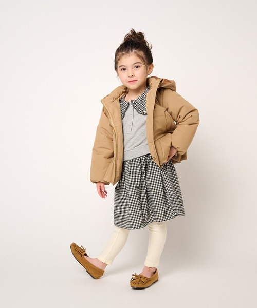 Moujonjon(ムージョンジョン)の「ビッグカラーチェック切替裏毛ワンピース(ワンピース・キッズ・グレー/ブラウン・100/110/90/120/130/140/80)」の9枚目の写真