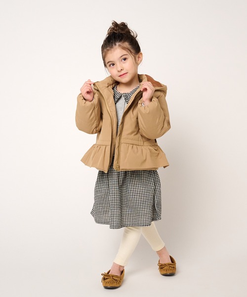 Moujonjon(ムージョンジョン)の「ビッグカラーチェック切替裏毛ワンピース(ワンピース・キッズ・グレー/ブラウン・100/110/90/120/130/140/80)」の8枚目の写真