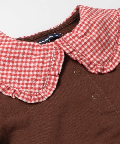 Moujonjon(ムージョンジョン)の「ビッグカラーチェック切替裏毛ワンピース(ワンピース・キッズ・グレー/ブラウン・100/110/90/120/130/140/80)」の5枚目の写真