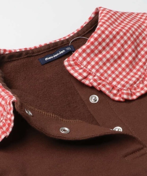 Moujonjon(ムージョンジョン)の「ビッグカラーチェック切替裏毛ワンピース(ワンピース・キッズ・グレー/ブラウン・100/110/90/120/130/140/80)」の6枚目の写真