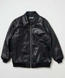 SCHOTT グレー ブルゾン ジップアップジャケット スウェット 4L セール】ルーズシルエットメルトンジップジャケット（ブルゾン