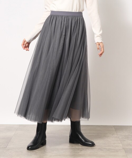 grove(グローブ)の「◆今っぽく着こなしたい大人の為のボリュームチュールスカート(スカート・レディース・モカ/チャコールグレー/ブラック・01/03/02/04/05)」の3枚目の写真