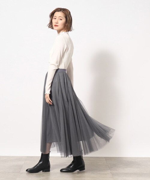 grove(グローブ)の「◆今っぽく着こなしたい大人の為のボリュームチュールスカート(スカート・レディース・モカ/チャコールグレー/ブラック・01/03/02/04/05)」の5枚目の写真