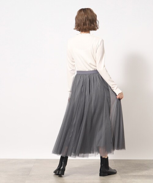 grove(グローブ)の「◆今っぽく着こなしたい大人の為のボリュームチュールスカート(スカート・レディース・モカ/チャコールグレー/ブラック・01/03/02/04/05)」の6枚目の写真