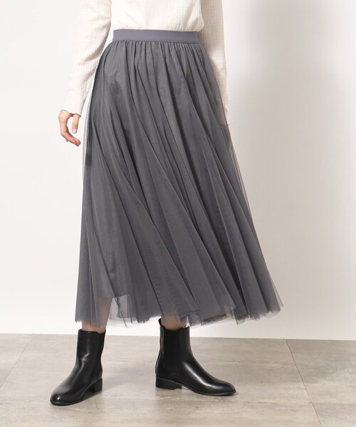 grove(グローブ)の「◆今っぽく着こなしたい大人の為のボリュームチュールスカート(スカート・レディース・モカ/チャコールグレー/ブラック・01/03/02/04/05)」の8枚目の写真