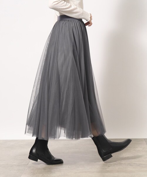 grove(グローブ)の「◆今っぽく着こなしたい大人の為のボリュームチュールスカート(スカート・レディース・モカ/チャコールグレー/ブラック・01/03/02/04/05)」の9枚目の写真