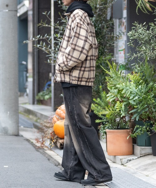 Red Cap Girl（レッドキャプガール）の「【a-r】〔Red Cap Girl/レッドキャップガール〕シャギーチェック ピス付きジャケット（ブルゾン・メンズ・ブラック/ブラウン・LARGE/MEDIUM/X-LARGE）」の18枚目の写真