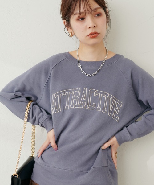 natural couture(ナチュラルクチュール)の「カレッジロゴ刺繍裏毛プルオーバー(Tシャツ/カットソー・レディース・ライトベージュ/チャコールグレー/ブルー/グリーン・FREE)」の22枚目の写真