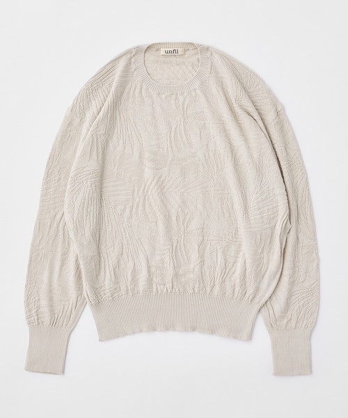 UNFIL(アンフィル)の「unfil アンフィル / cotton & cashmere links pattern-knit sweater コットンアンドカシミヤリンクスパターンニットセーター / WFSP-UW103(ニット/セーター・レディース・ライトグレー/ピンク/ネイビー・1)」の2枚目の写真