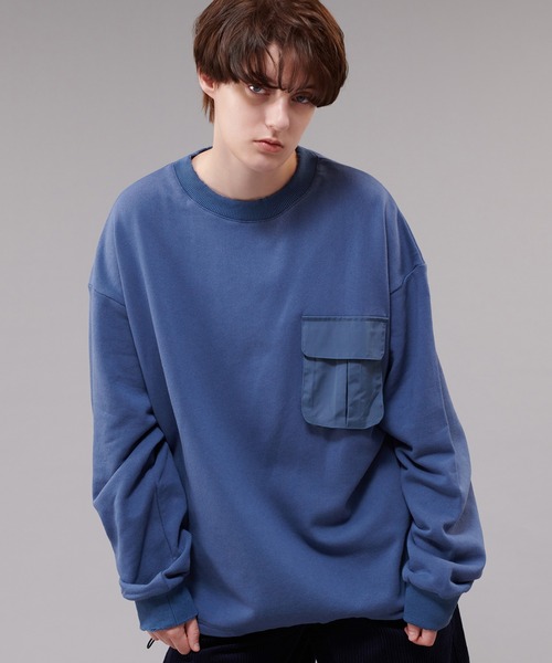 ONCILY(オンシェリー)の「NYLON POCKET SWEAT / ナイロンポケットスウェット(スウェット・メンズ・チャコールグレー/ブルー・MEDIUM/LARGE)」の6枚目の写真