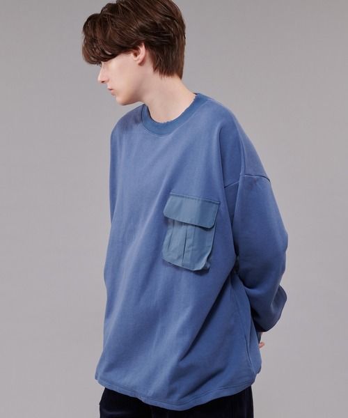 ONCILY(オンシェリー)の「NYLON POCKET SWEAT / ナイロンポケットスウェット(スウェット・メンズ・チャコールグレー/ブルー・MEDIUM/LARGE)」の7枚目の写真