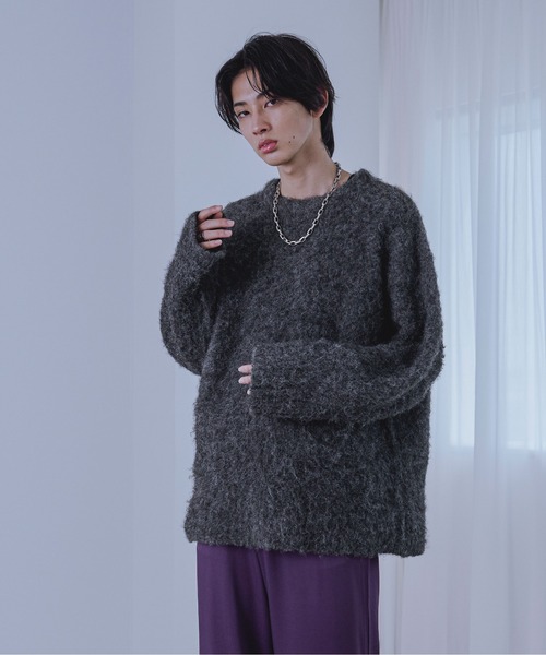 Ellno Loset(エルノロゼット)の「メランジシャギーニット(ニット/セーター・メンズ・ブルー/チャコールグレー・SMALL/LARGE/MEDIUM)」の5枚目の写真