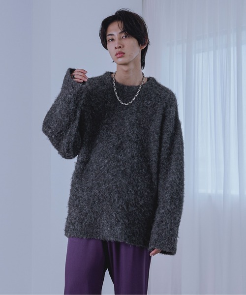 Ellno Loset(エルノロゼット)の「メランジシャギーニット(ニット/セーター・メンズ・ブルー/チャコールグレー・SMALL/LARGE/MEDIUM)」の6枚目の写真