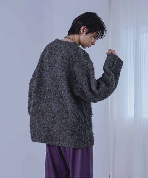 Ellno Loset(エルノロゼット)の「メランジシャギーニット(ニット/セーター・メンズ・ブルー/チャコールグレー・SMALL/LARGE/MEDIUM)」の7枚目の写真