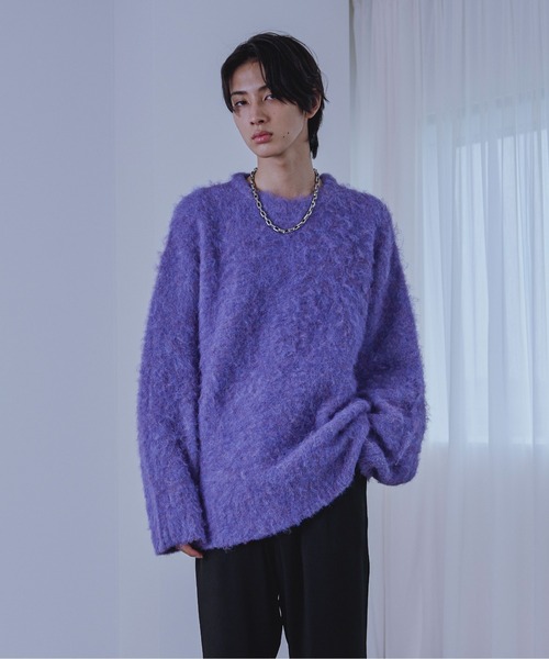 Ellno Loset(エルノロゼット)の「メランジシャギーニット(ニット/セーター・メンズ・ブルー/チャコールグレー・SMALL/LARGE/MEDIUM)」の18枚目の写真
